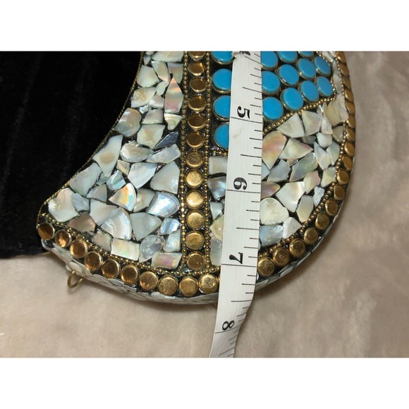 Ramla Porte-Moi Clutch Moroccan Mosaic Pearl/Turquoise Gold‎ Handmade NEW